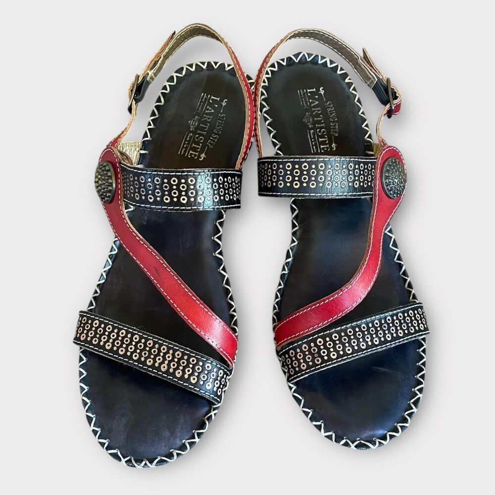 Lartiste Spring Step Women’s Dreamer Black Leather Sandals Size 41 (9.5-10)